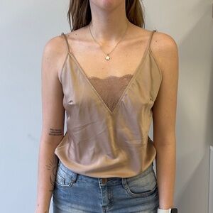 DYNAMITE camisole high point cami with/ lace natural